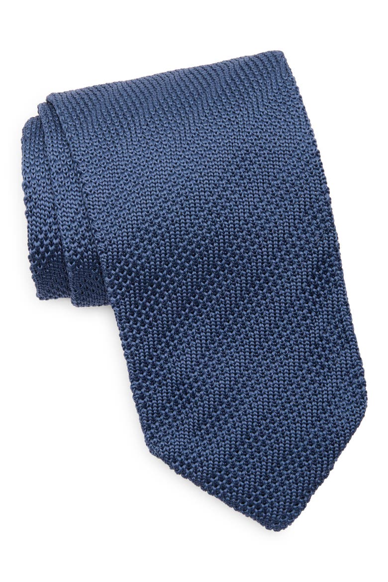 Stanley Solid Knit Tie, Main, color, ARCTIC BLUE