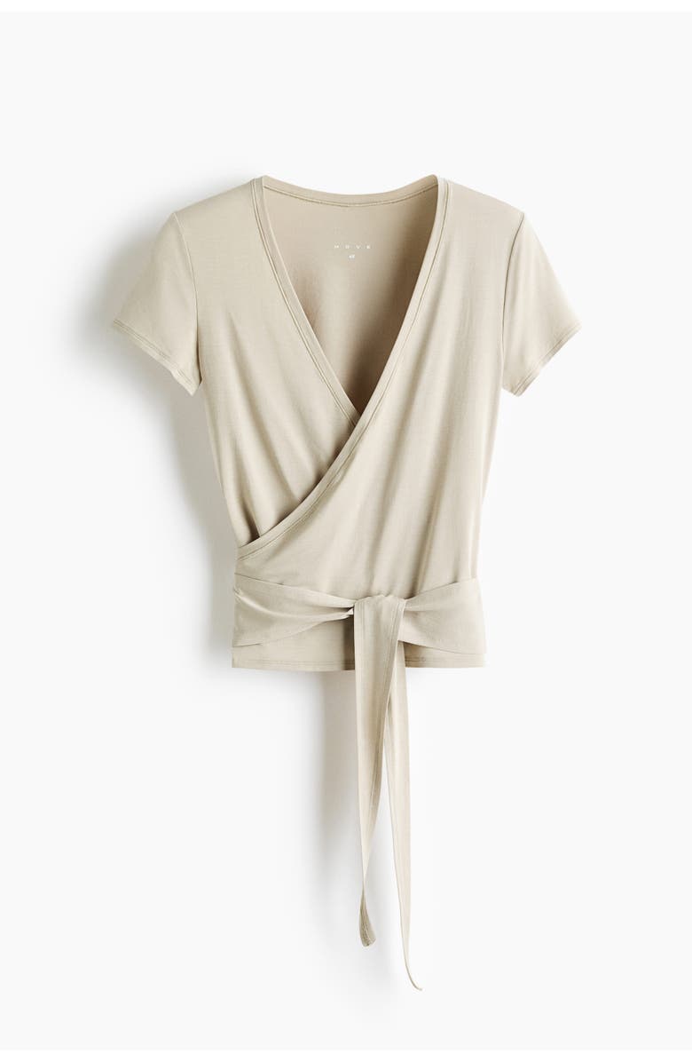 H&M Sports Wrap Top In Modal, Main, color, Sage Green