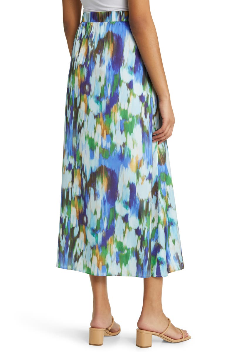 Misook Watercolor Crêpe de Chine Maxi Skirt, Alternate, color, 