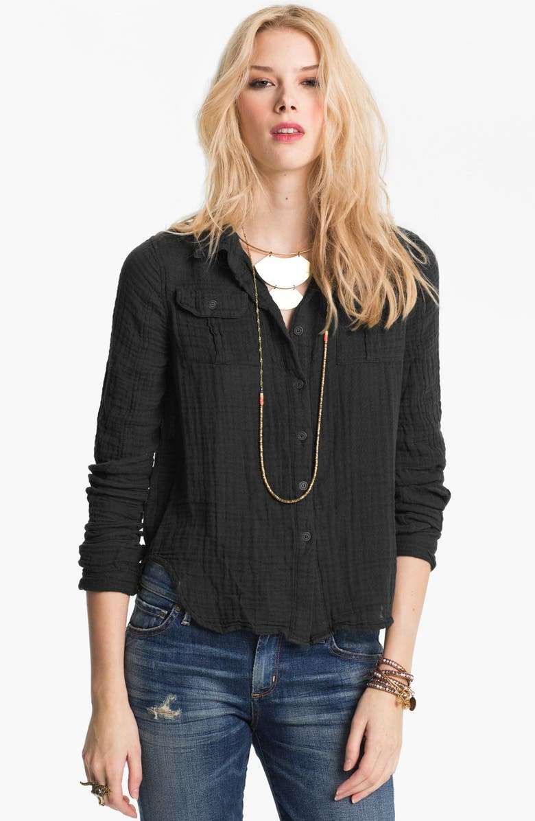 Free People 'Tried and True' Cotton Gauze Shirt, Main, color,