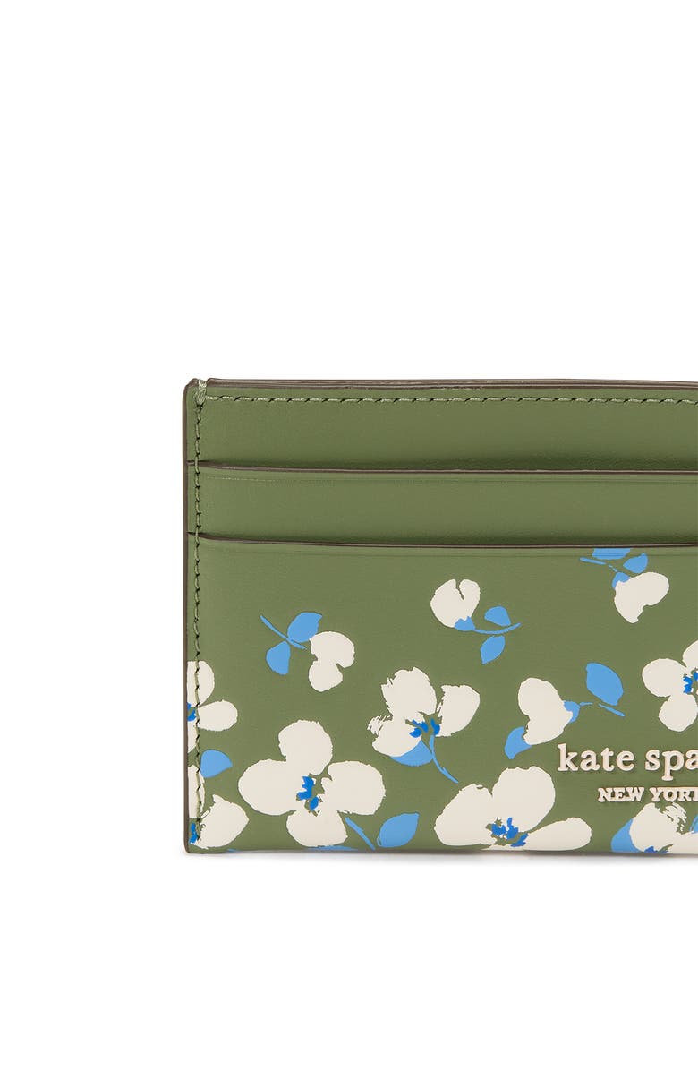 Kate Spade New York devin embossed painterly blooms leather card holder, Alternate, color,