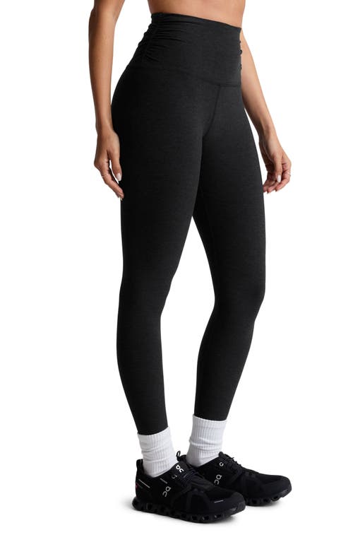 Beyond Yoga Space Dye Shirred Leggings In Darkest Night
