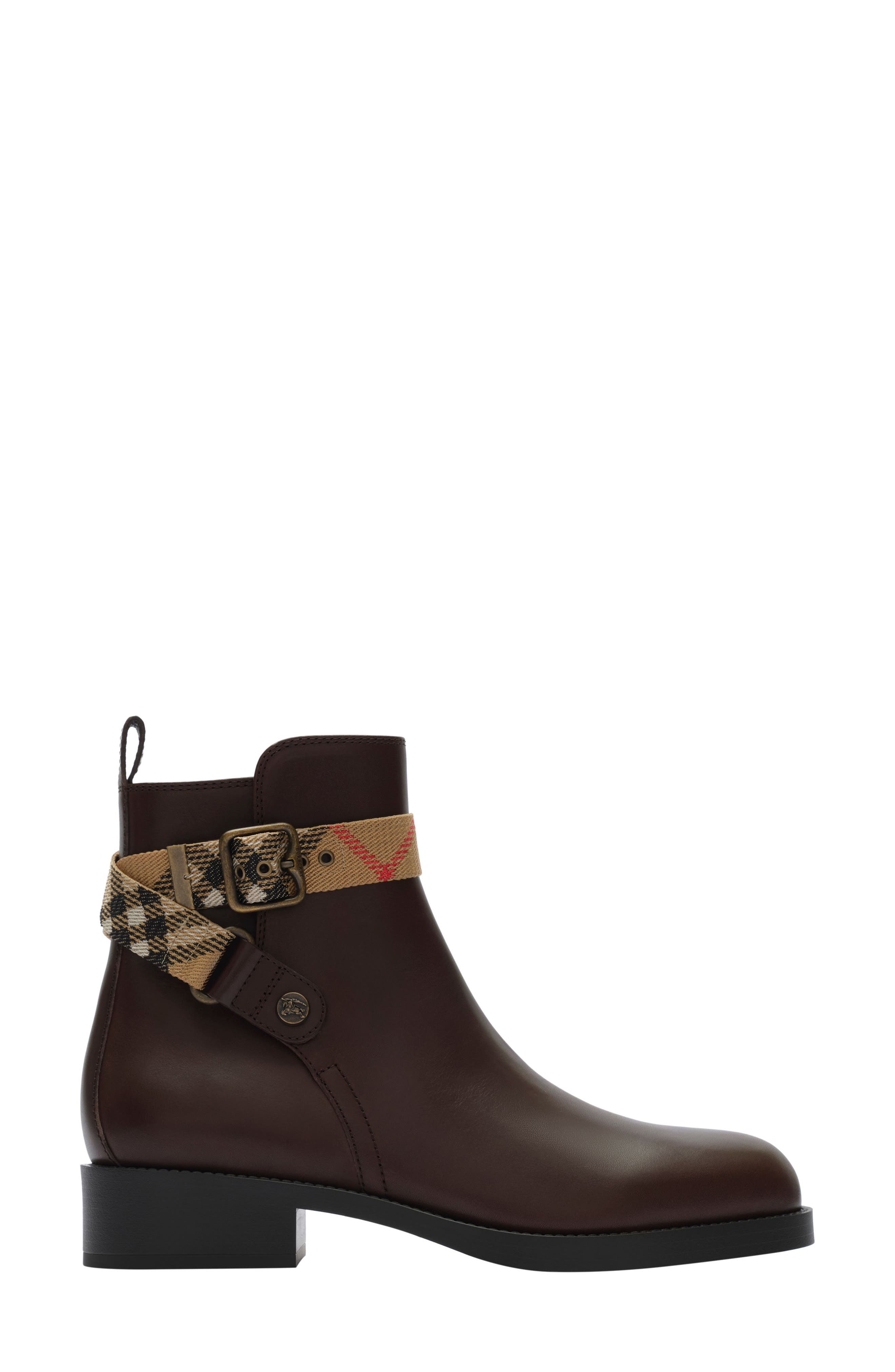 Burberry Huntley Belted Bootie, Main, color, Treacle Brown