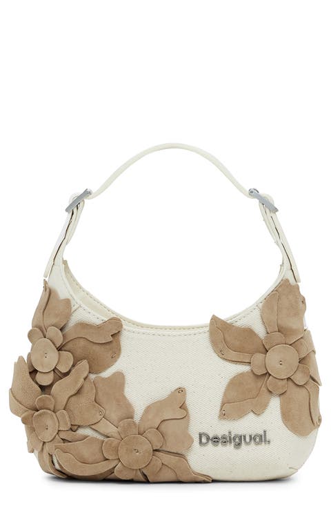 Medium Flower Appliqué Shoulder Bag