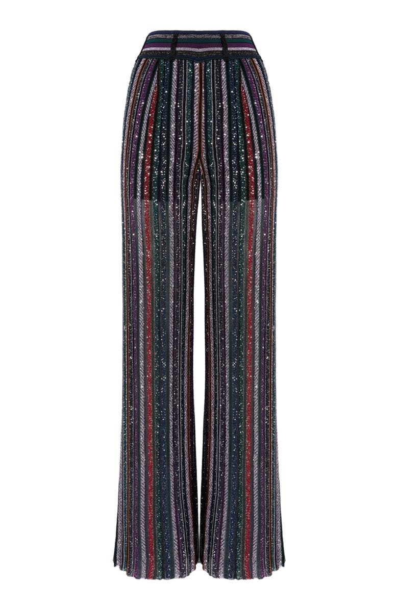 Missoni Long Pants In Herringbone Stripe Knit, Alternate, color, Multicoloured Black