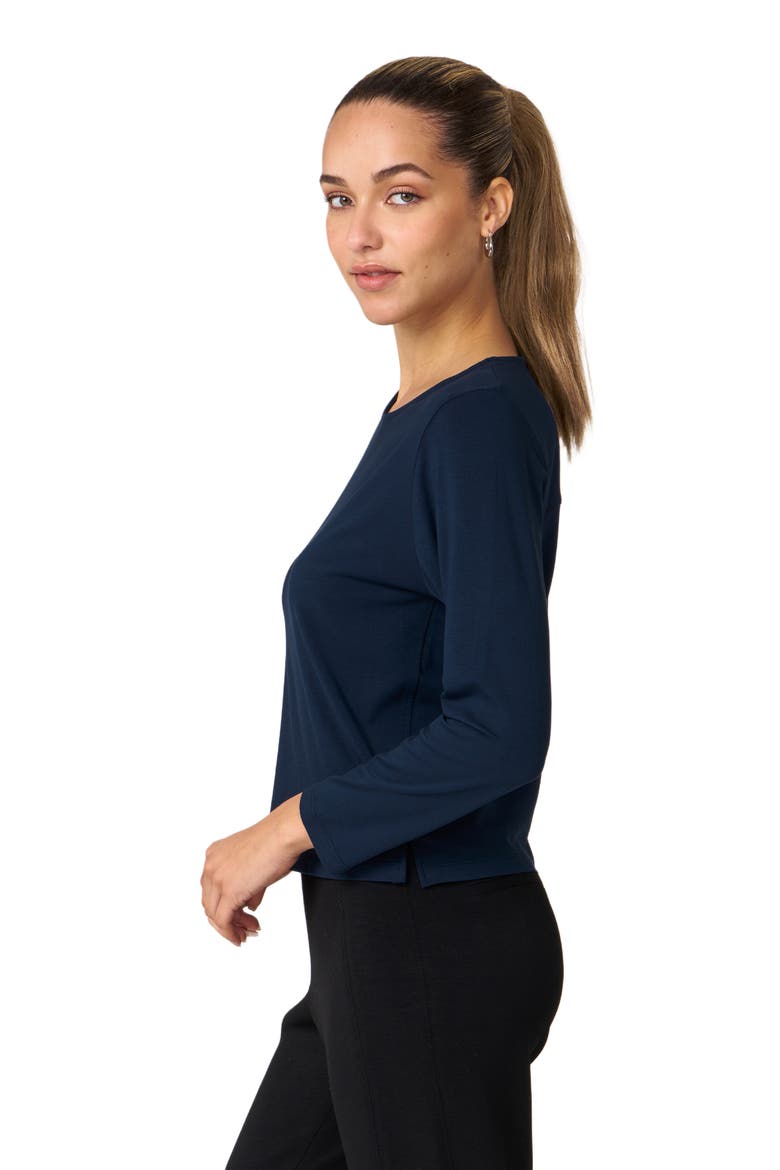 Rebody Essentials Mid Length Long Sleeve Top, Alternate, color, Navy
