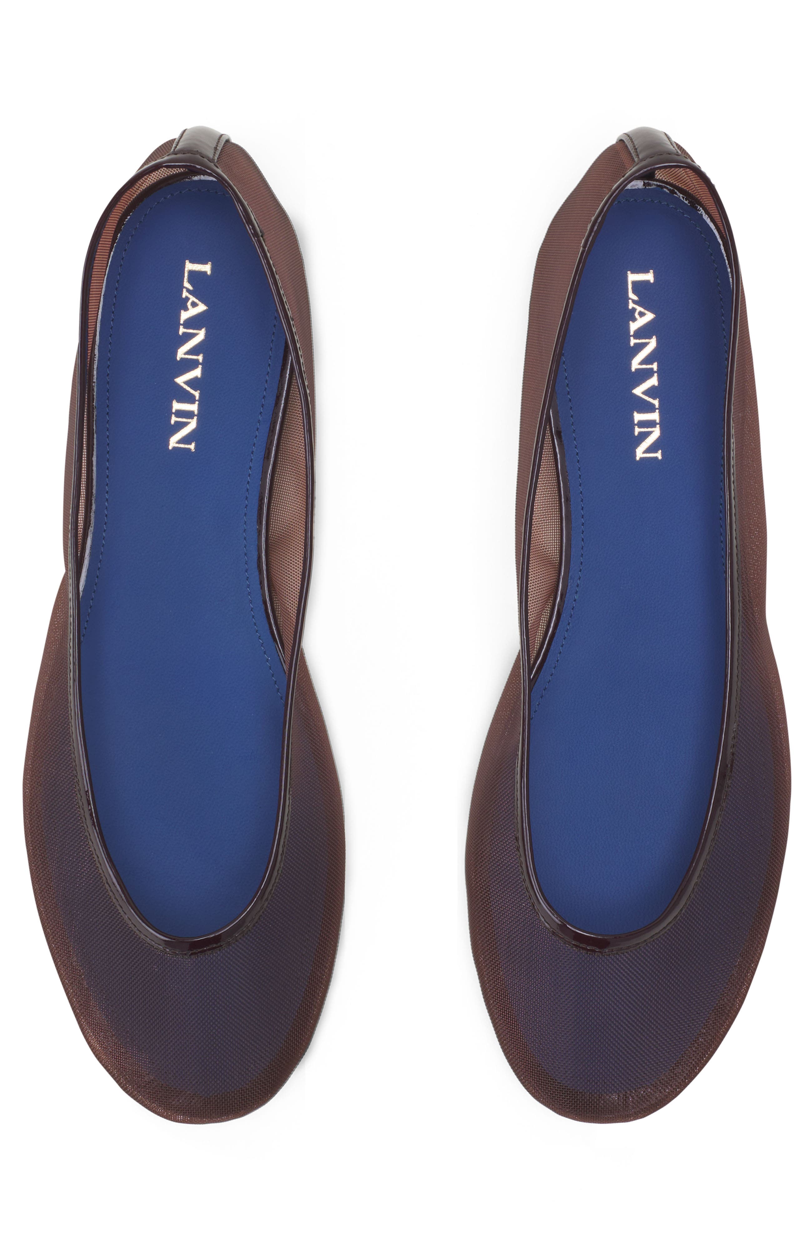 Lanvin The Ballerina Flat In Mesh, Alternate, color, Glossy Brown