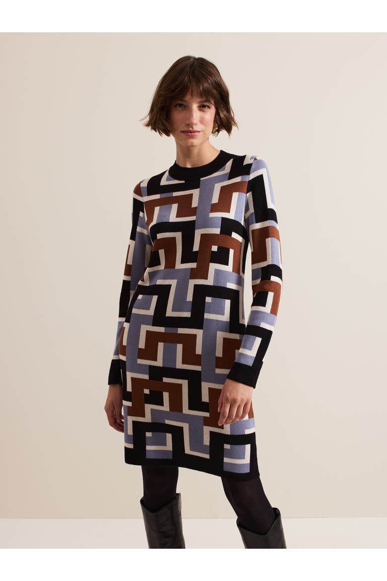 Brianna Crew Neck Knitted Dress, Alternate, color, Black