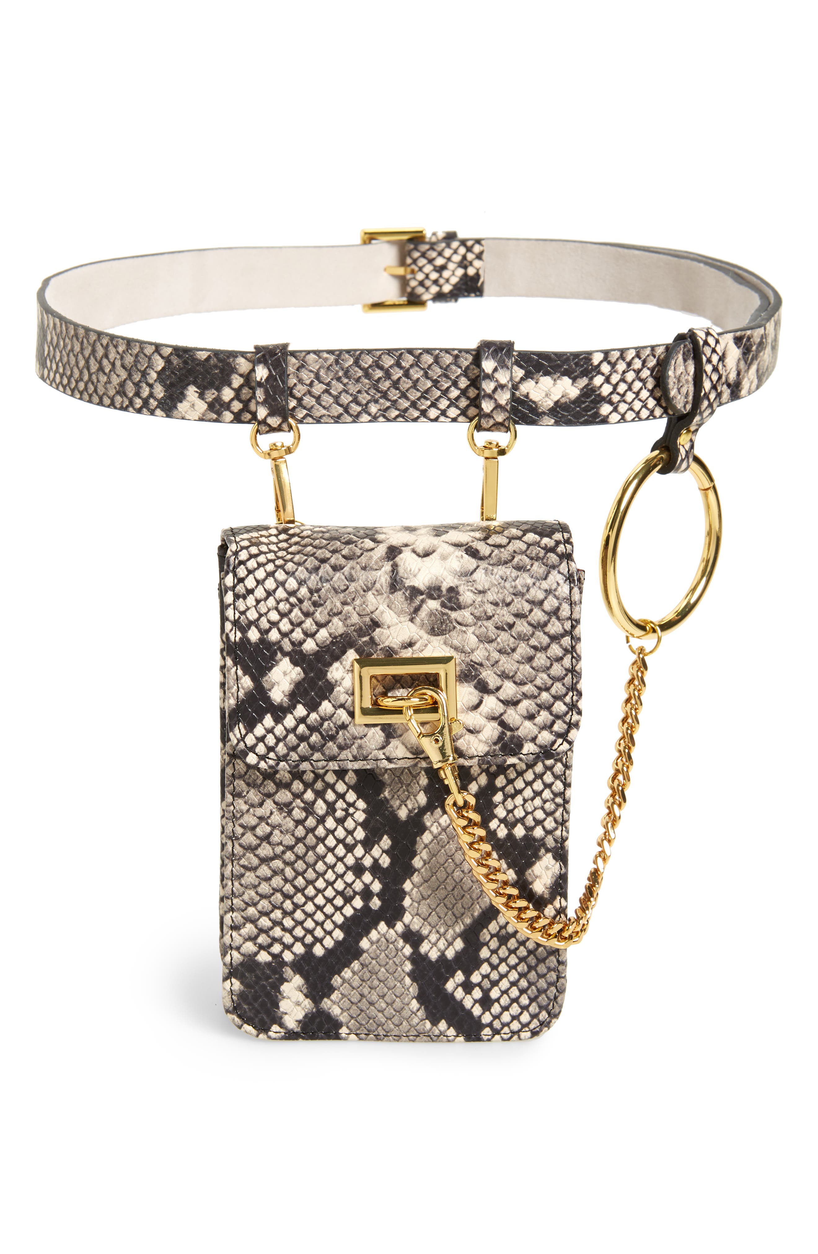 B-Low the Belt Ari Python Embossed Leather Belt Bag, Main, color, 
