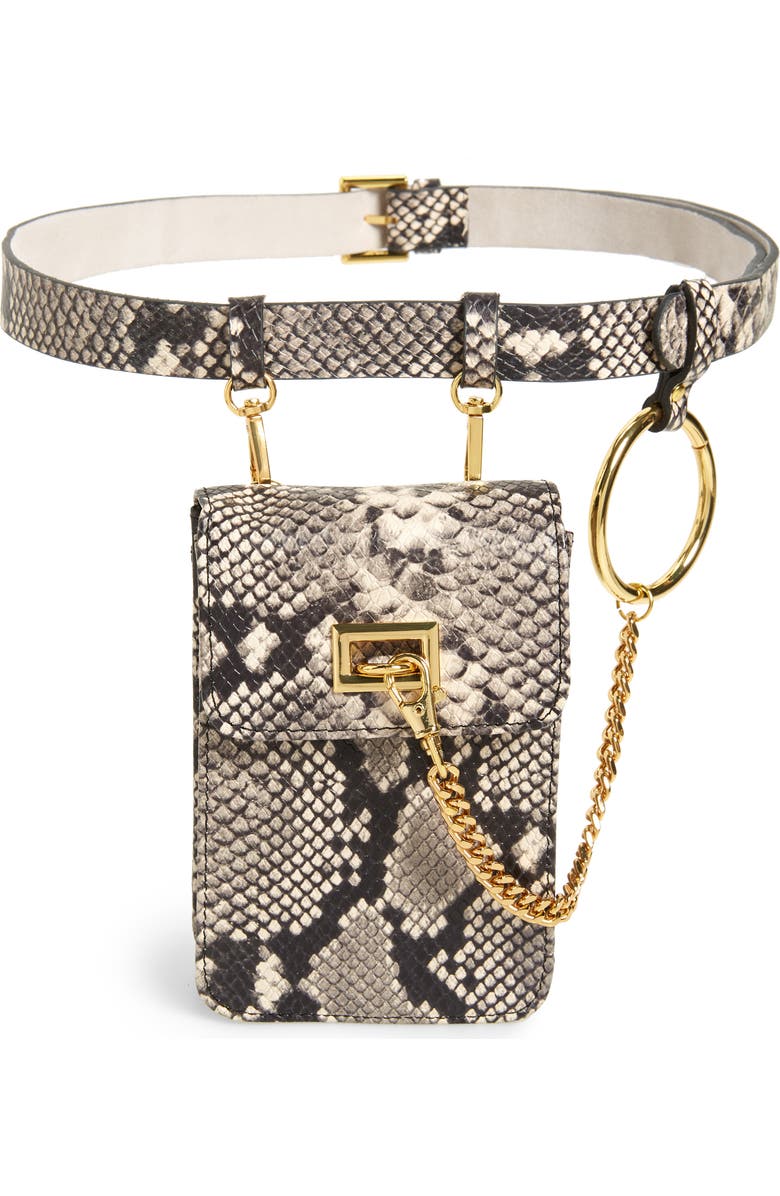 B-Low the Belt Ari Python Embossed Leather Belt Bag, Main, color,