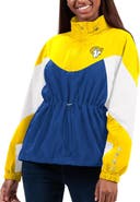 G-III 4HER BY CARL BANKS Women's G-III 4Her by Carl Banks Royal/Gold Los Angeles Rams Tie Breaker Lightweight Quarter-Zip Jacket