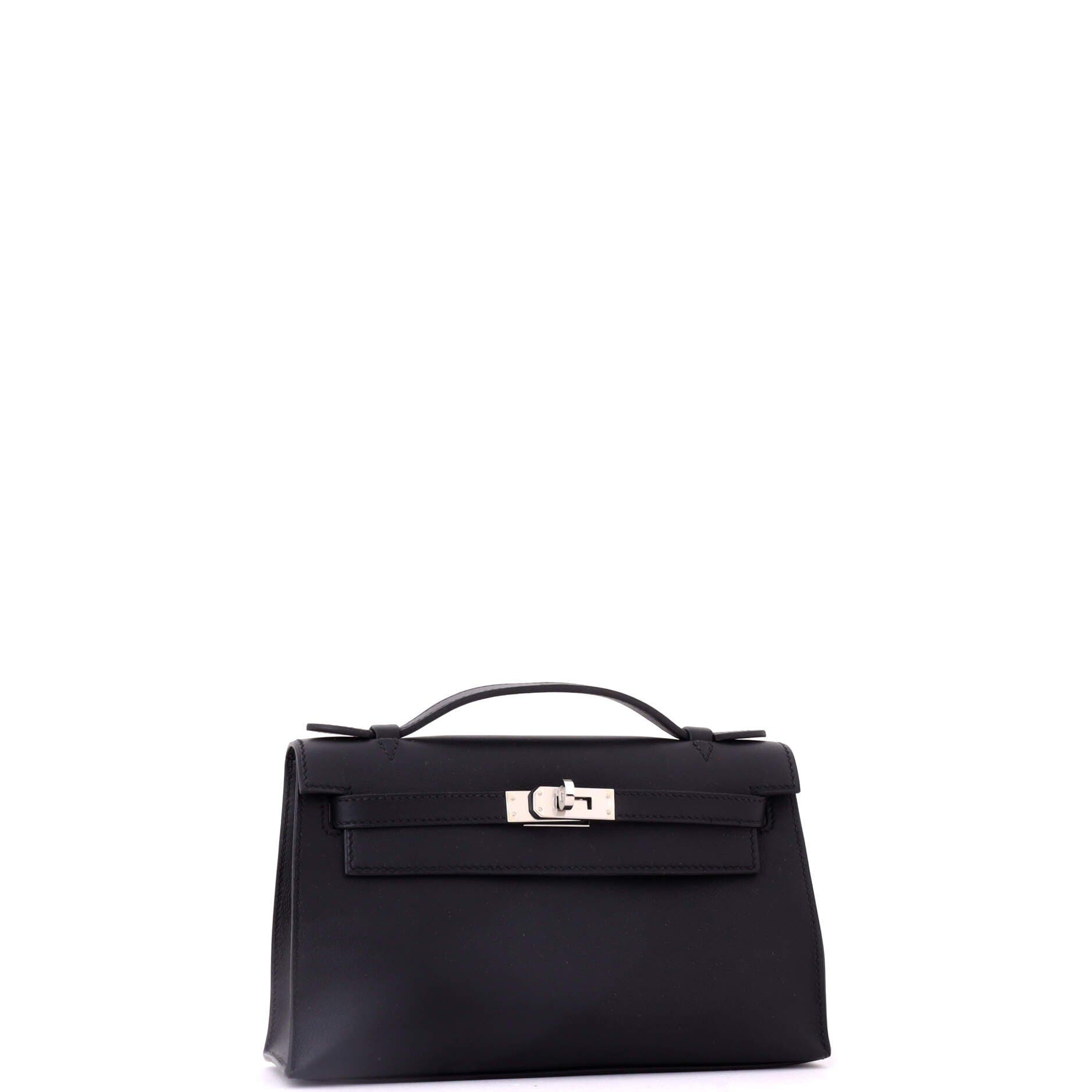 Pre-Owned Hermes Kelly Pochette Swift, Alternate, color, Noir