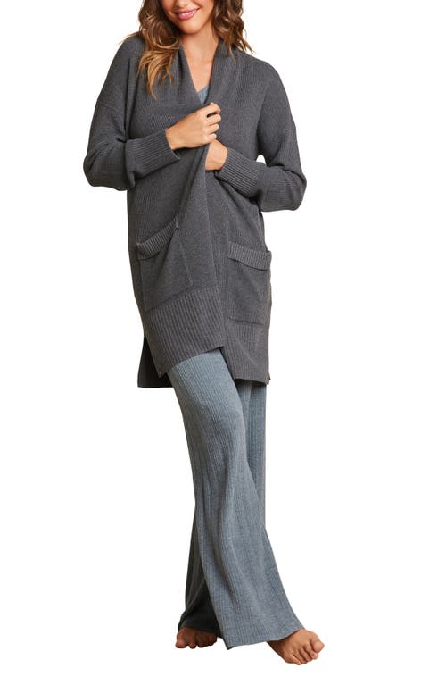 Barefoot Dreams Waffle Knit Lounge Cardigan In Anchor
