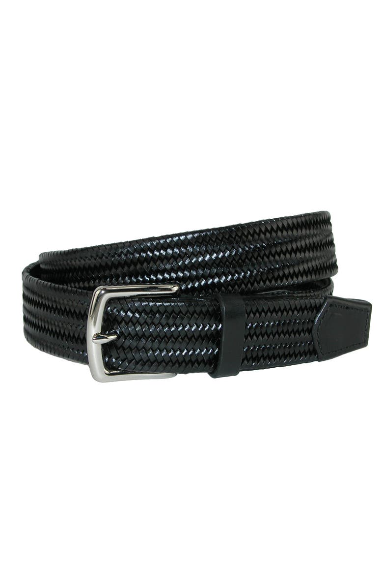 CrookhornDavis Men's Daytona Braided Leather Stretch Belt, Main, color, Black