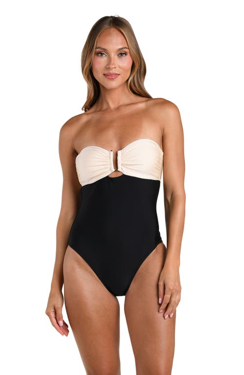 L'agence Emilia Colorblock Bandeau One-piece Swimsuit In Black