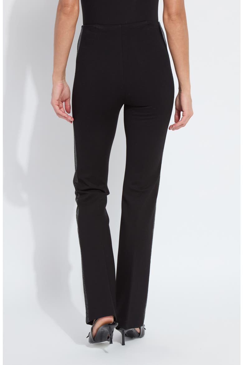 Elysse Sequin Side Stripe Stretch Ponte Tuxedo Pants, Alternate, color, BLACK