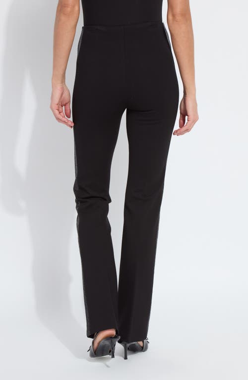 Lyssé Elysse Sequin Side Stripe Stretch Ponte Tuxedo Pants In Black