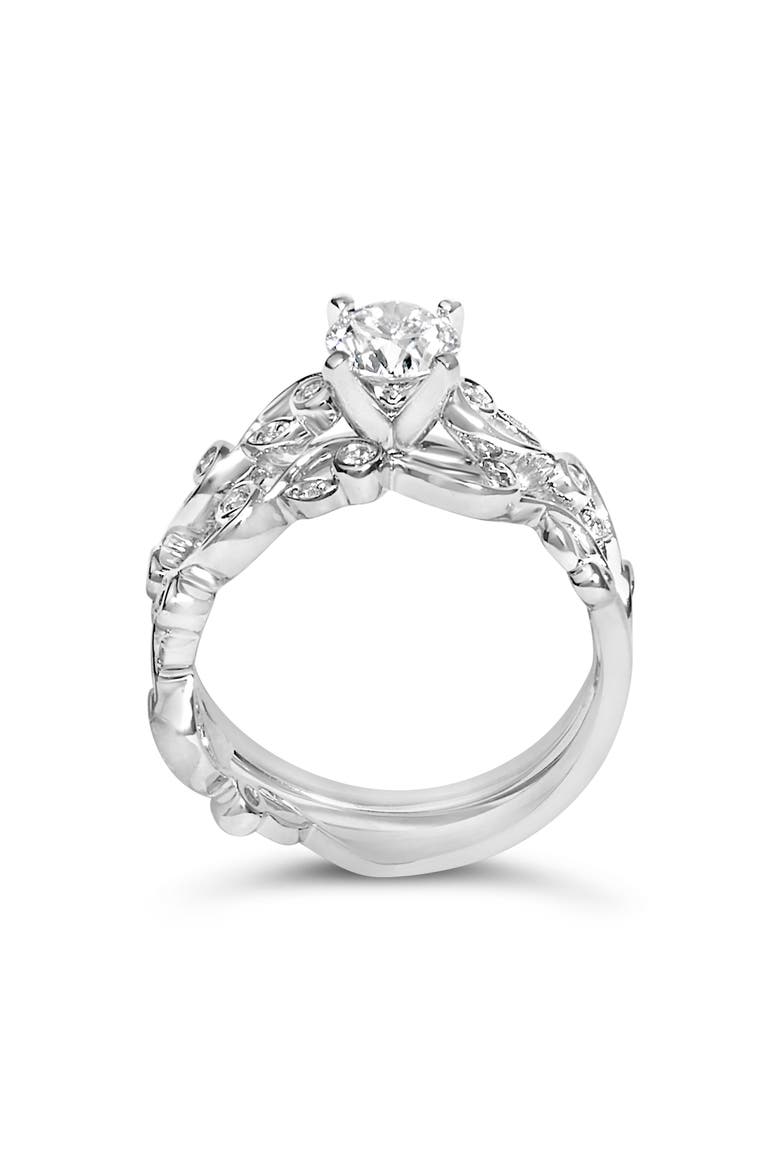 14K White Gold Lab Grown Diamond 1.0 Cttw Vintage Style Engagement Ring and Band Set, Alternate, color, White