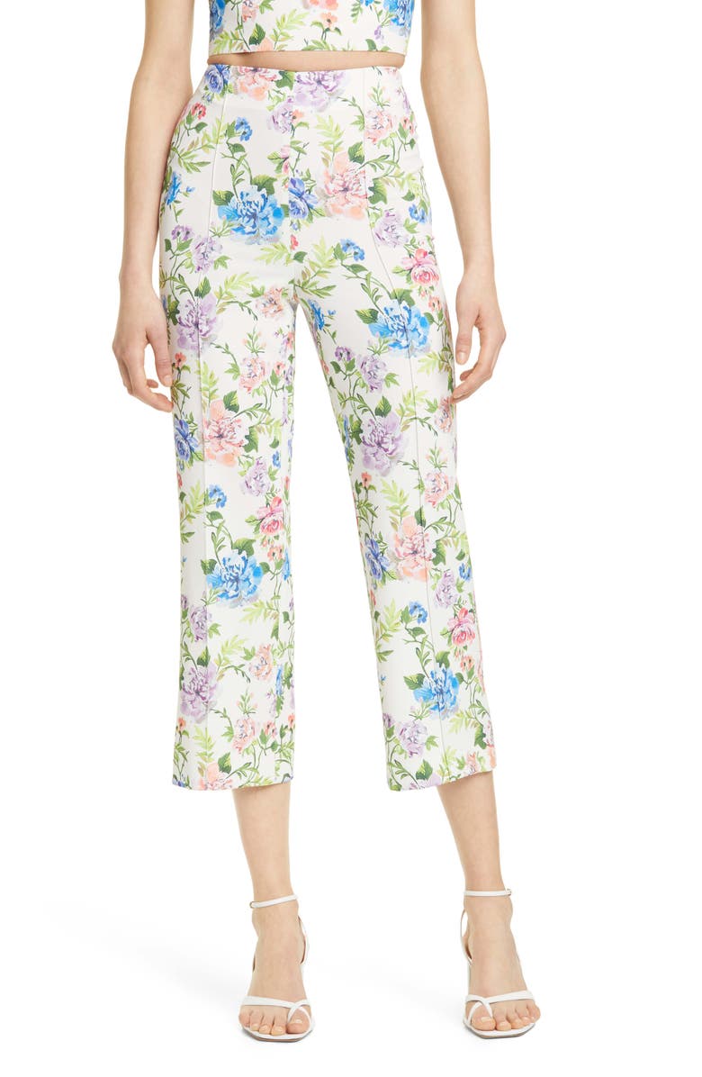 Alice + Olivia Lorinda Floral Crop Trousers, Main, color, 