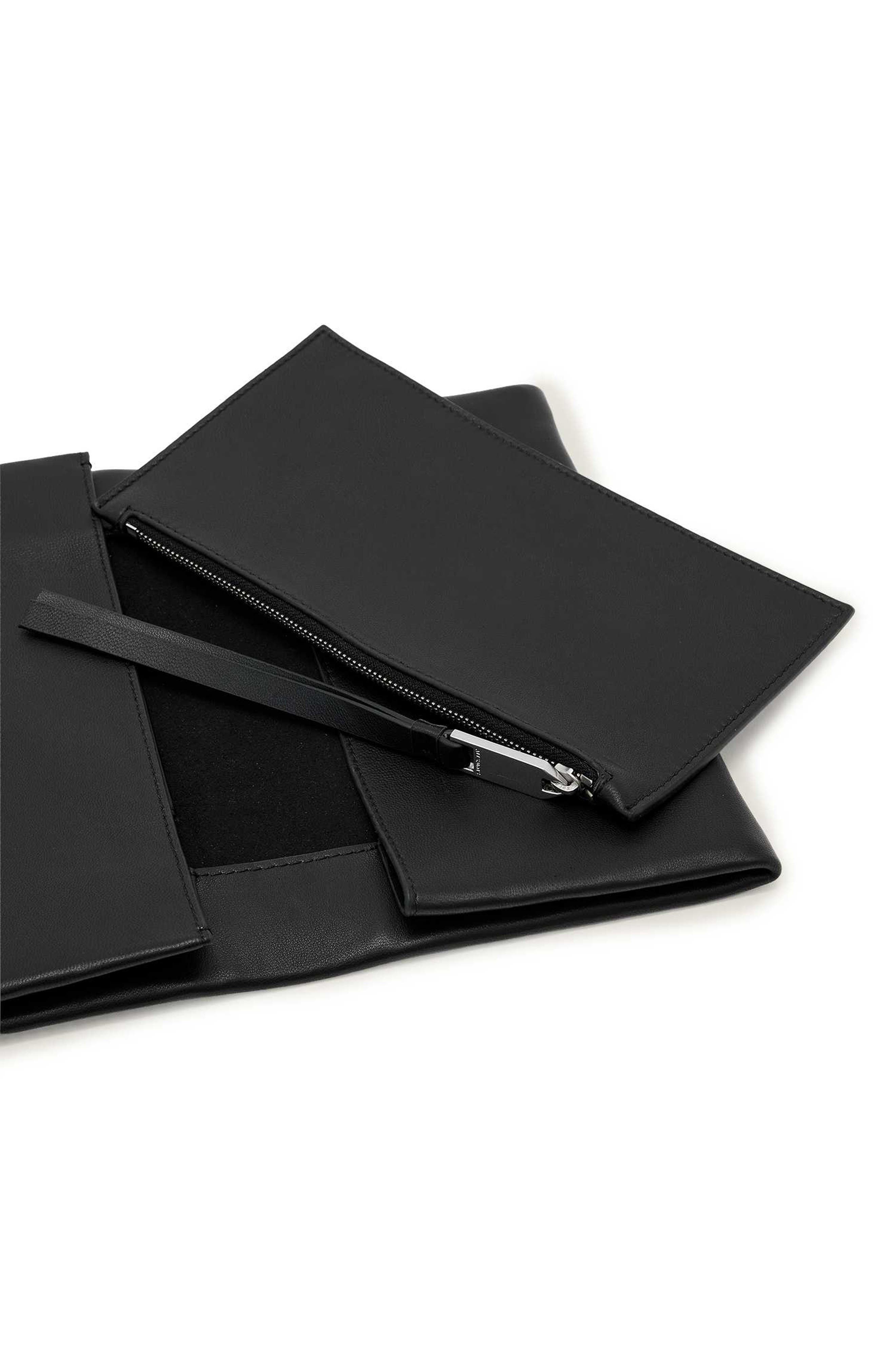 Harluna Leather Clutch, Alternate, color, BLACK/ SILVER
