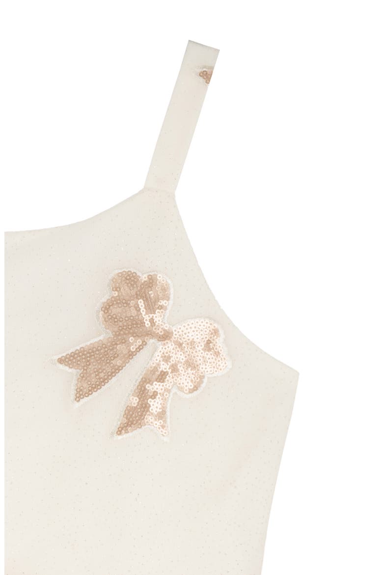 Kids' Sequin Bow Glitter Mesh Dress, Alternate, color, IVORY