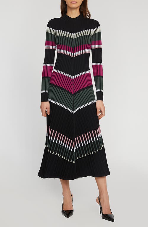 Elie Tahari The Vienna Stripe Long Sleeve Sweater Dress in Rennes Stripe 