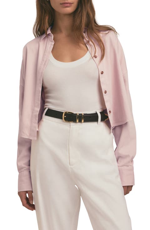 The Crop Cotton Blend Button-Up Shirt