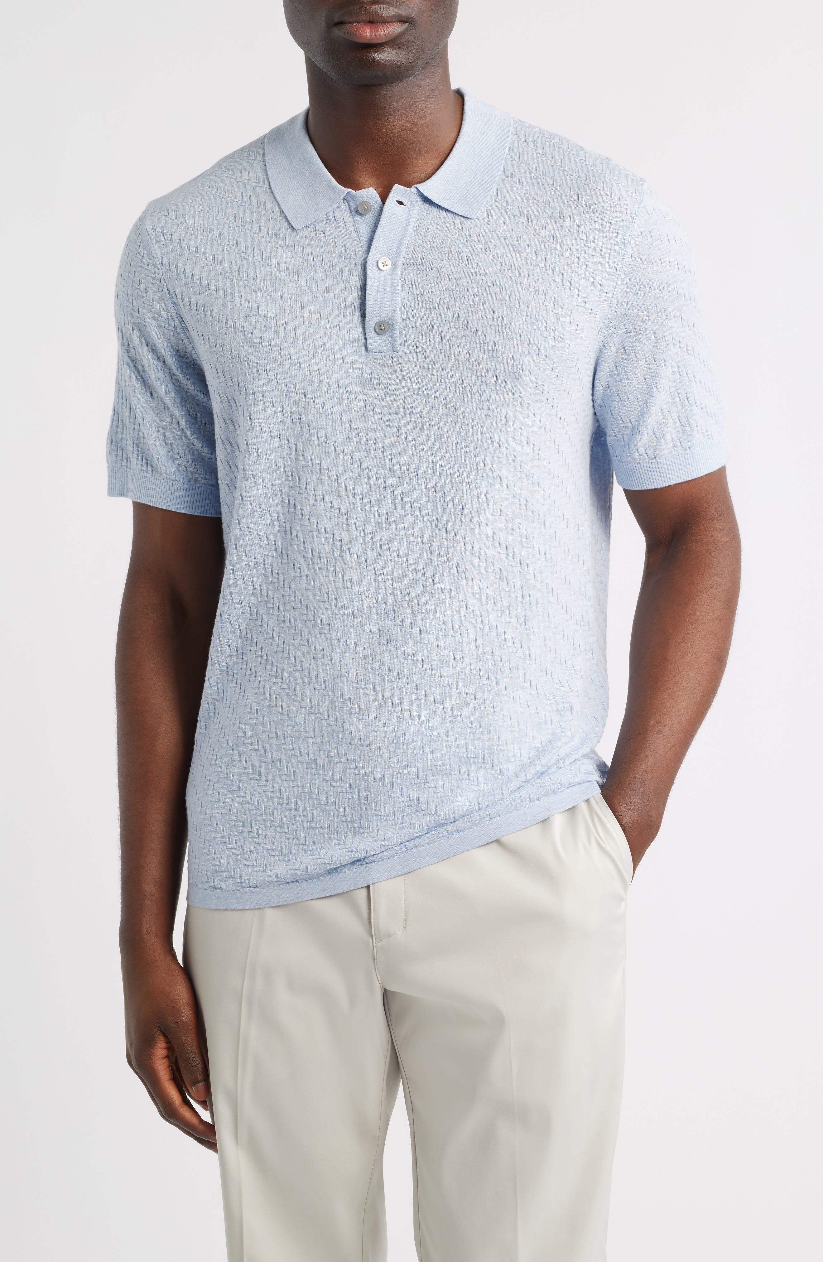 Skelling Textured Polo Sweater - image 3