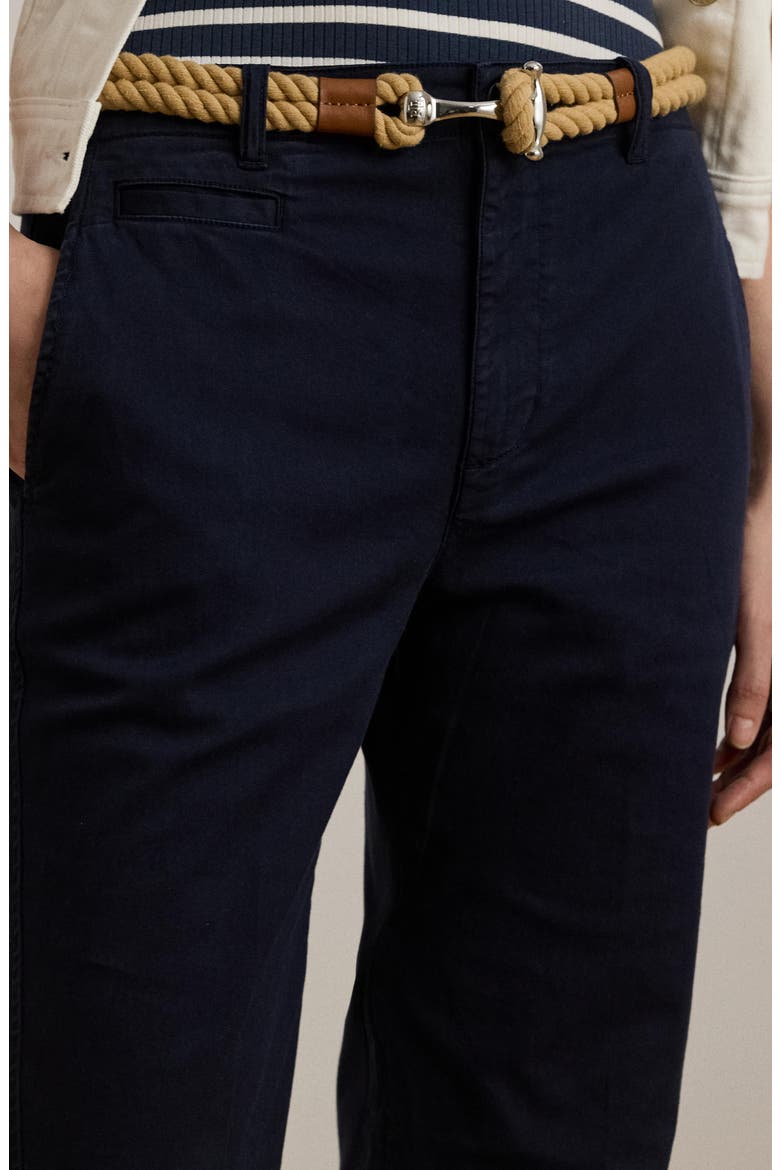 Stretch Cotton Flare Leg Chinos, Alternate, color, LAUREN NAV