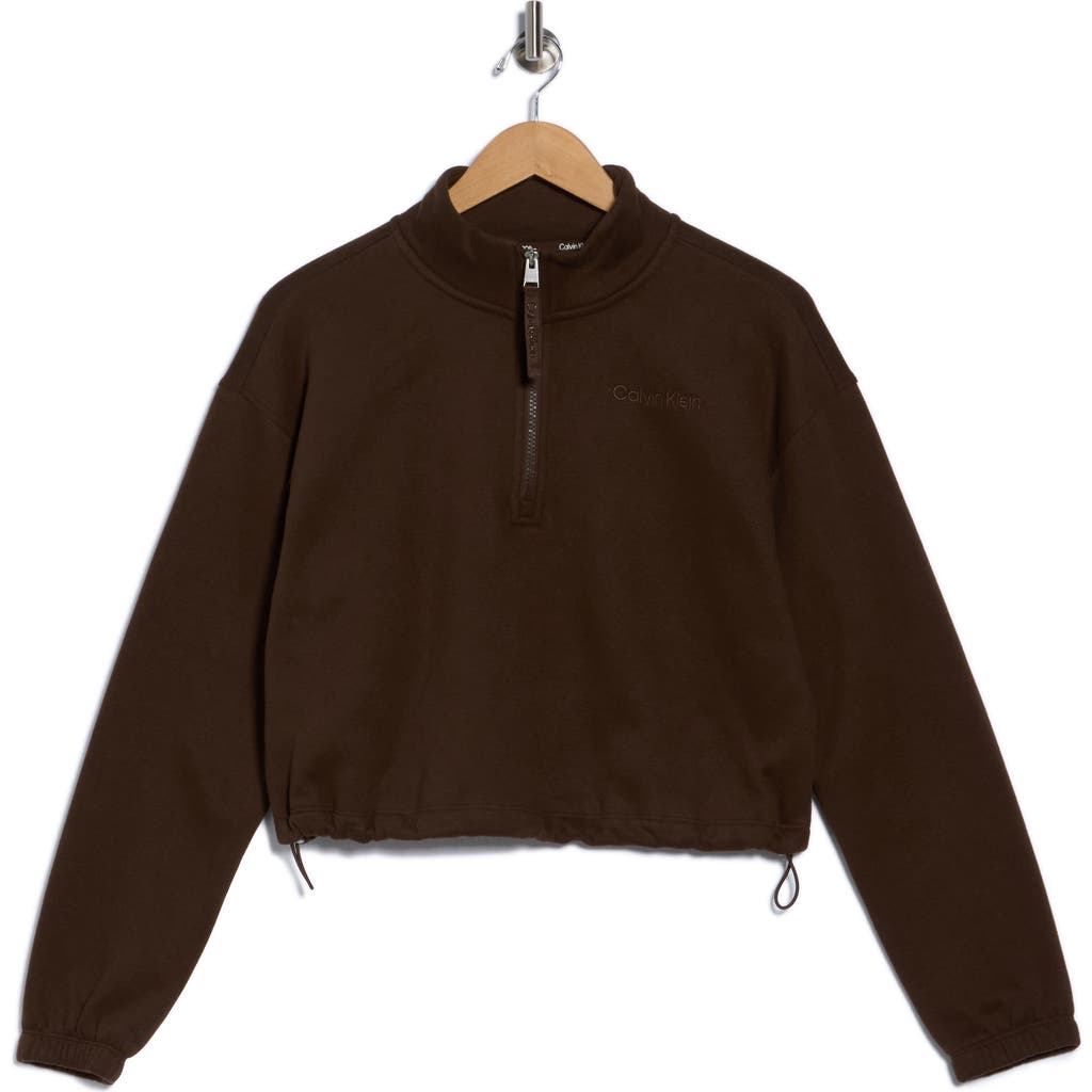 Calvin Klein Performance Mock Neck Half Zip Pullover In Brown