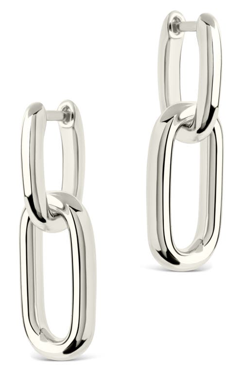 Sterling Forever Rima Oval Link Drop Huggie Hoop Earrings In Silver