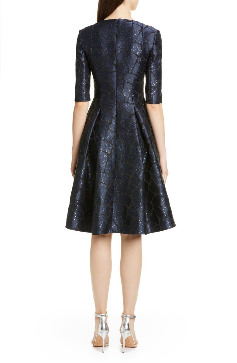 Talbot Runhof Giraffe Sequin Jacquard Cocktail Dress, Alternate, color, 