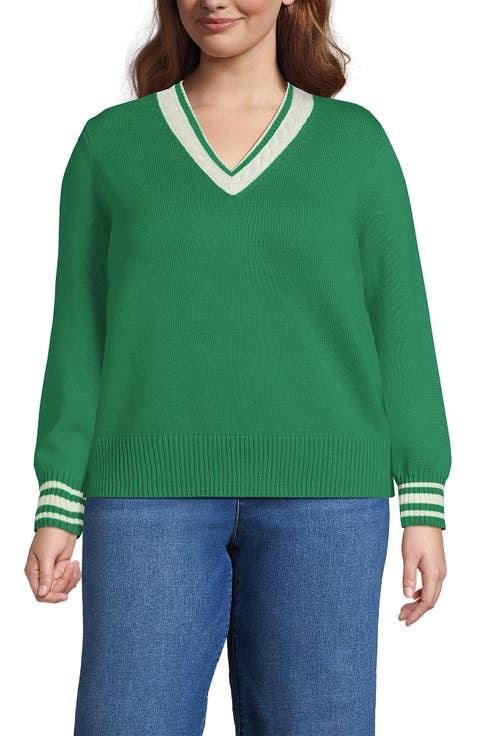 Plus Size Drifter Set in Sleeve Vneck Sweater