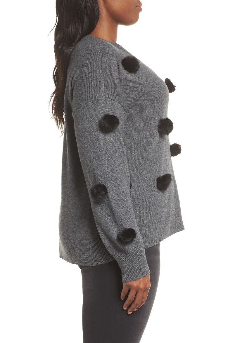 Pompom Pullover, Alternate, color, MED HEATHER GREY