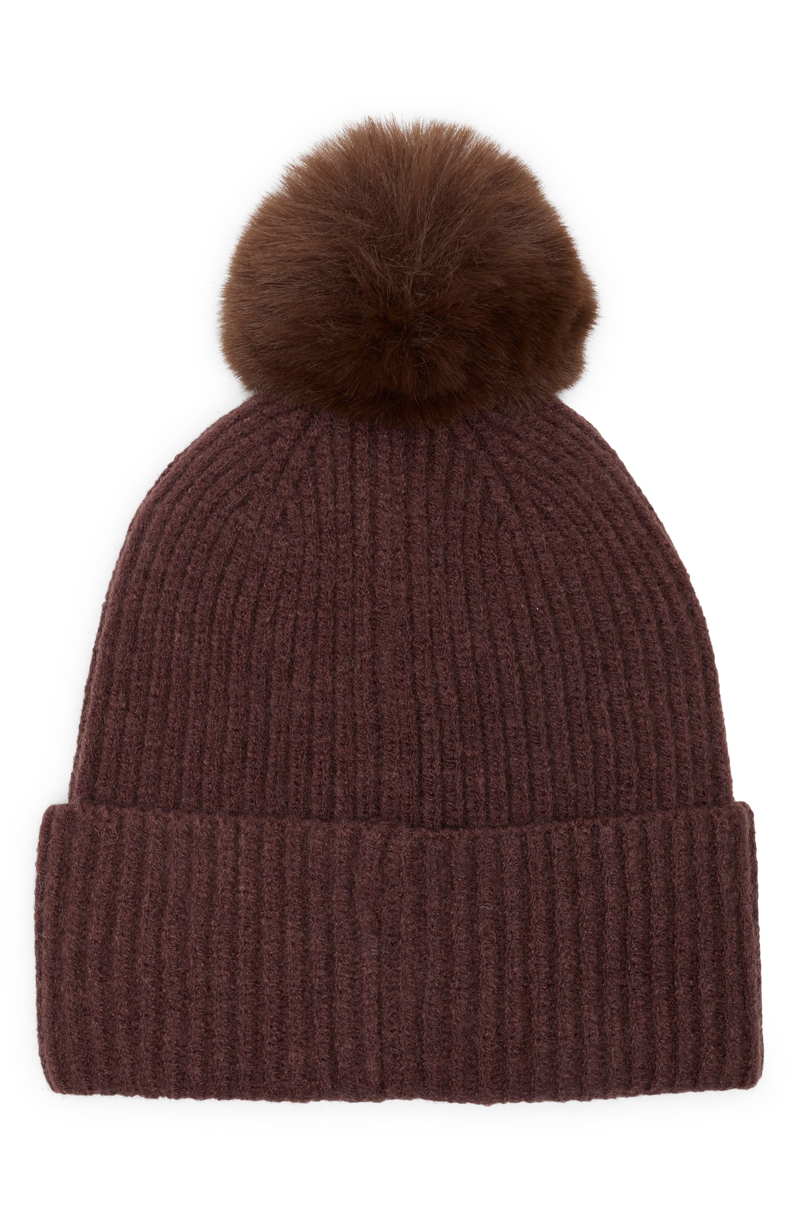 Crystal Snowflake Faux Fur Pom Beanie