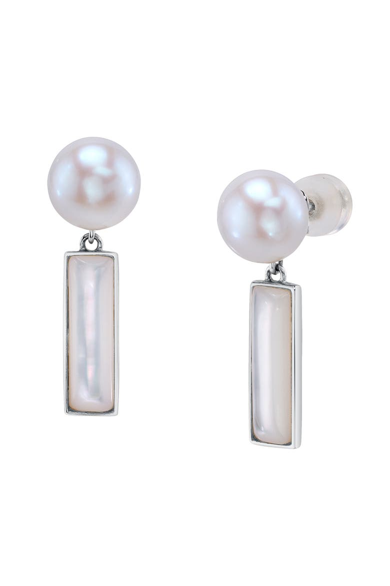 White Freshwater Mother of Pearl Kennedy Earrings, Main, color, Sterling Silver