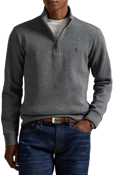Double-Knit Cotton Piqué Quarter Zip Pullover