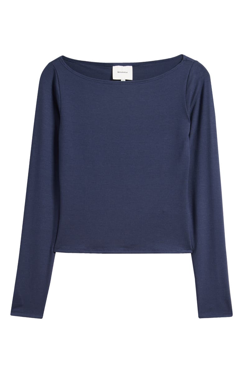 Reformation Wiley Ballet Neck Top, Alternate, color, Midnight