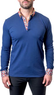 Maceoo Newton Royalty Blue Long Sleeve Polo