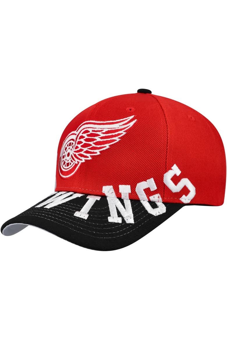 Men's Mitchell & Ness Red/Black Detroit Red Wings Underarch Two-Tone Pro Crown Snapback Hat, Main, color, Red