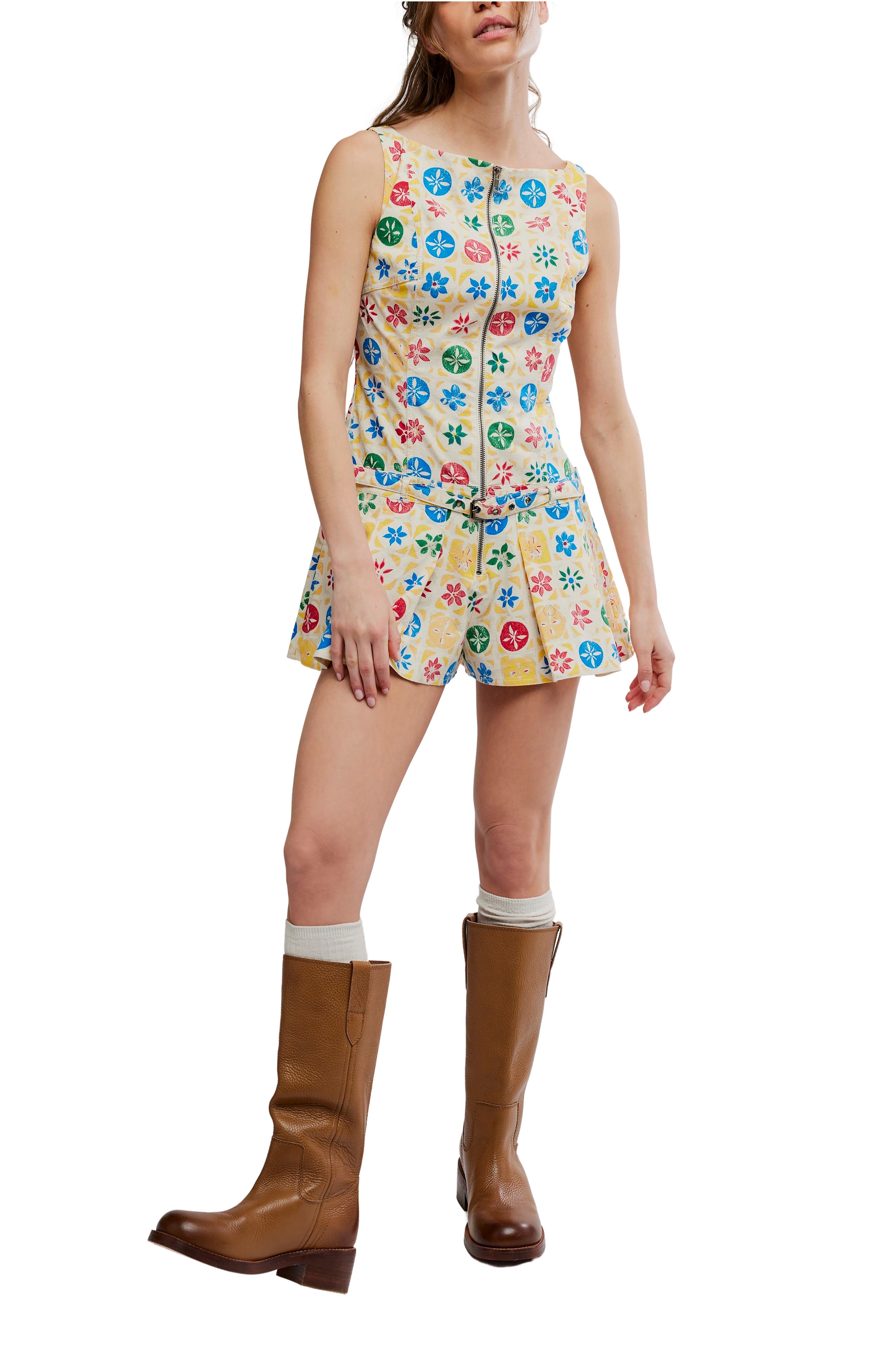 Free People Dune Dancer Belted Floral Romper