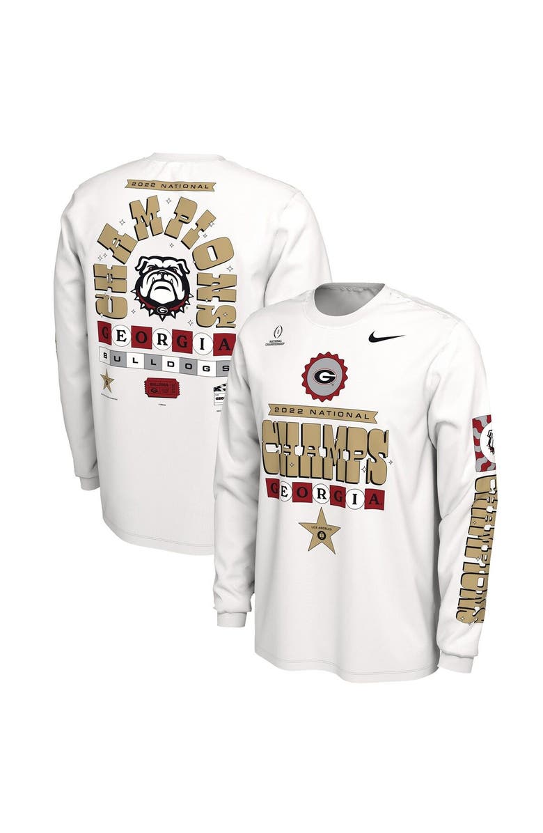 Nike Men's Nike White Georgia Bulldogs College Football Playoff 2022 National Champions Celebration Long Sleeve T-Shirt, Main, color, 