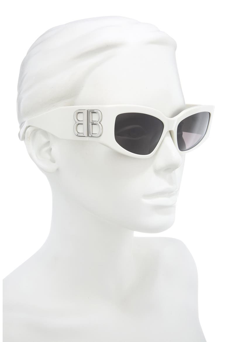 57mm Wrap Sunglasses, Alternate, color, WHITE WHITE GREY