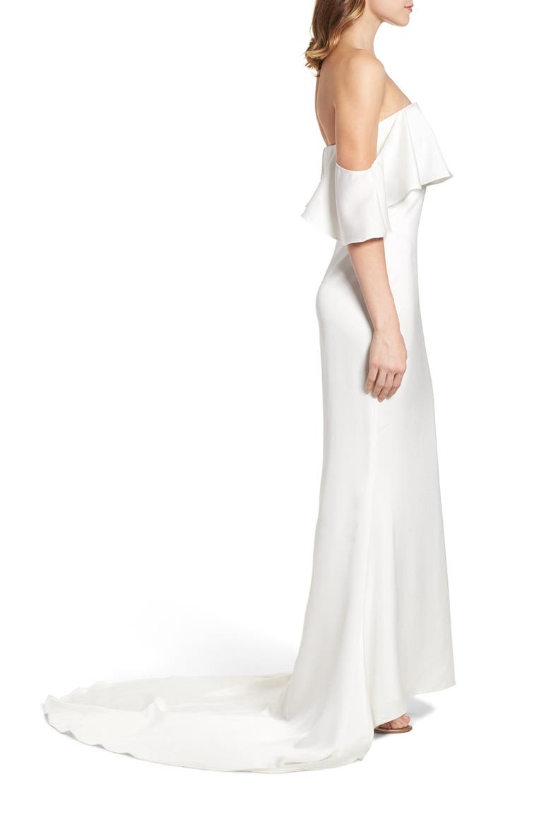 The Santa Barbara Off the Shoulder Gown, Alternate, color, WHITE