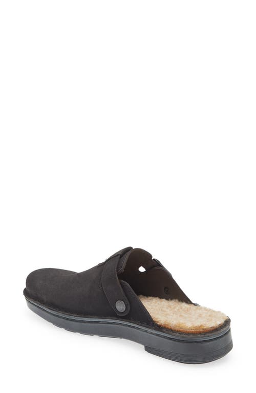 Naot Martos Faux Shearling Mule In Oily Midnight Suede
