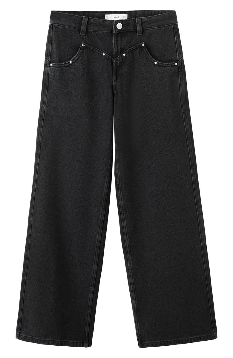 MANGO TEEN Studded Low Rise Wide Leg Jeans, Alternate, color,