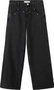 MANGO TEEN Studded Low Rise Wide Leg Jeans