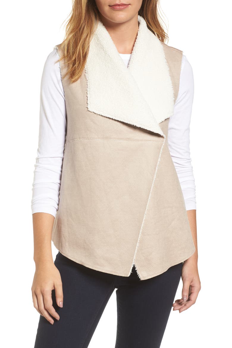 Faux Shearling Backed Knit Vest, Alternate, color, BEIGE