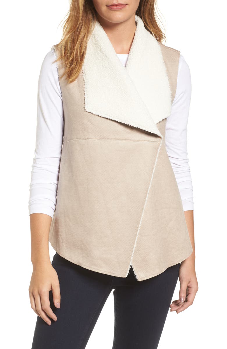 Dylan Faux Shearling Backed Knit Vest, Alternate, color, 