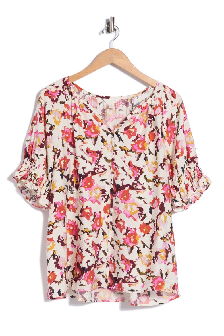 Short Sleeve Woven Top, Alternate, color, IVORY PRISTINE OPHELIA FLORAL